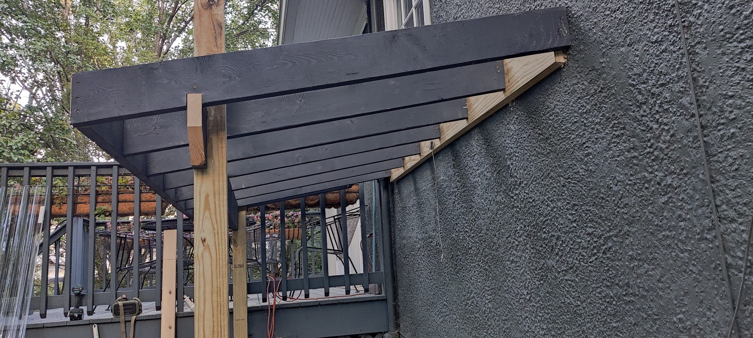 Awing over basement staircase in Evanstone